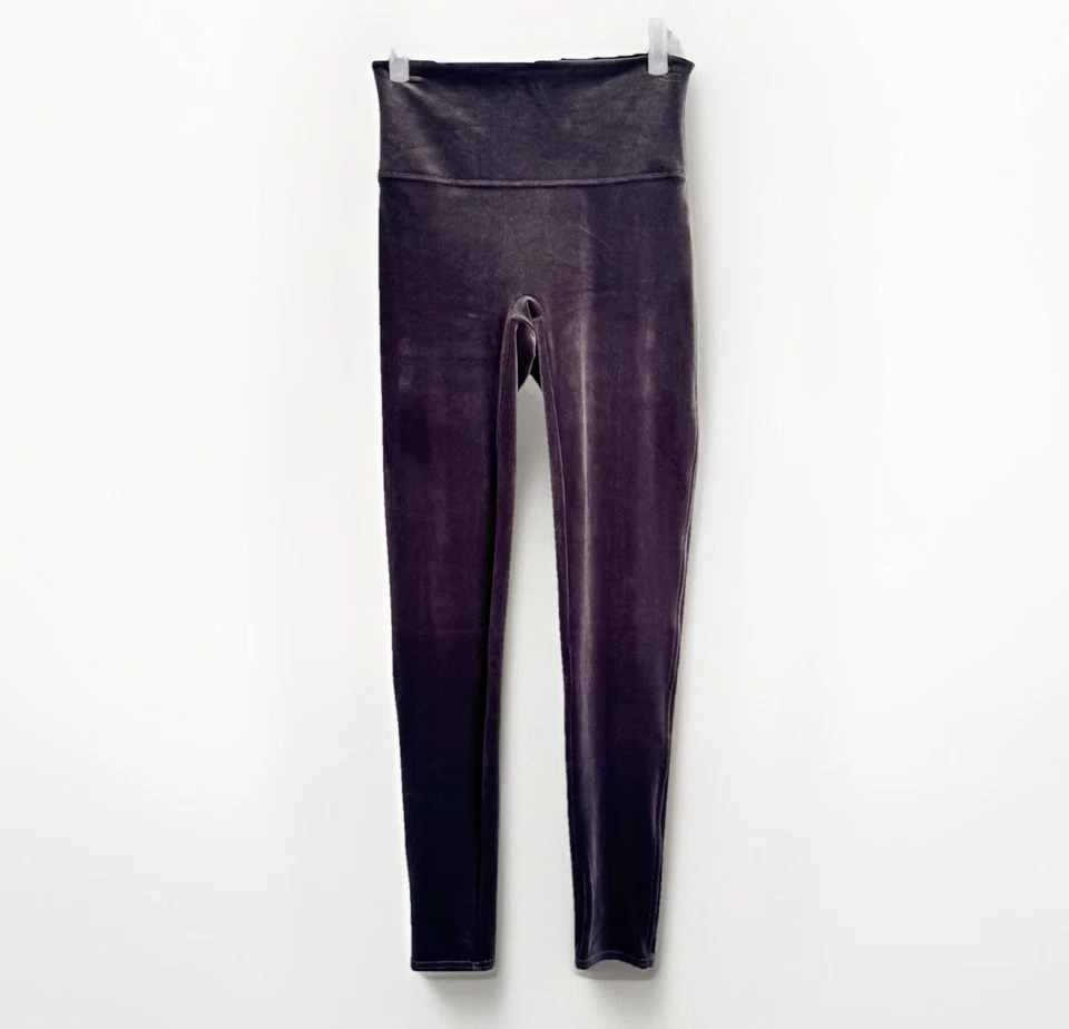 Spanx Leggings Women Velvet Gray Malachite High Rise Tummy Shaping Soft Sz Large - Image 1 of 4