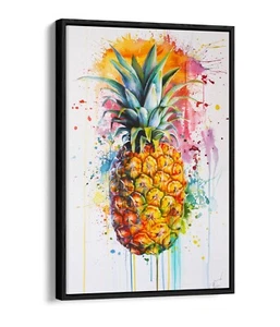 AQUARELL DER ANANAS - FLOAT-EFFEKT GERAHMTER LEINWANDKUNSTDRUCK - Bild 1 von 8