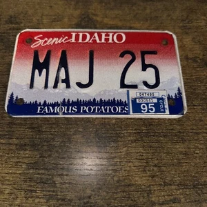 Idaho State Famous Potatoes Motorcycle License Plate #MAJ 25, 7" x 4", 1995 - Picture 1 of 1