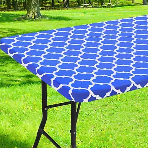 Rectangle Picnic Table Cover, Waterproof Elastic Fitted Camping Tablecloths for - Picture 1 of 8