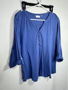 Chicos Top donna 2 L 3/4 blu cielo con bottoni davanti (12) - Foto 1 di 9