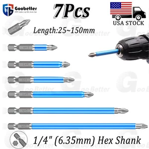 7pcs Magnetic screwdriver bit Bits set PH2 Anti-slip Hex Shank Screw Cross Head - Picture 1 of 15