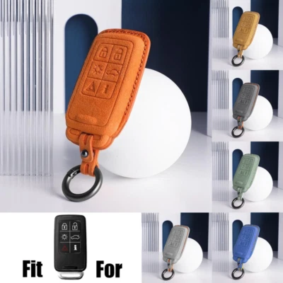 Suede Leather Car Key Case Cover For Volvo S80L XC60 S60 V60 V40 Cross Country Foto 1 de 4
