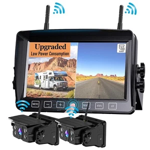 2 Solar Wireless Reversing Camera Magnetic 7" AHD Monitor Recording for Trailer - Picture 1 of 13