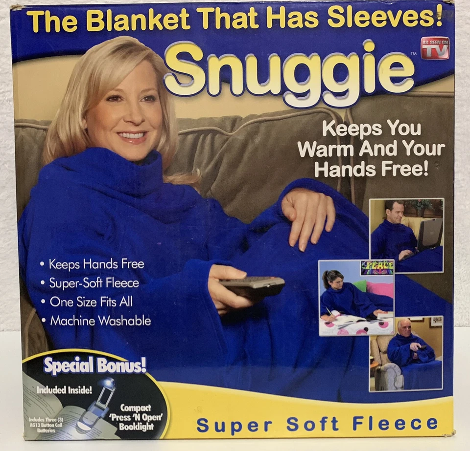 SNUGGIE Original Blanket Sleeves Blue Adult Soft Fleece In Box One Size - Image 1 of 4