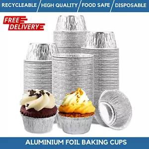 Aluminium Foil Muffin Cases Foil Cupcake Cases Baking Disposable Ramekins - Picture 1 of 4