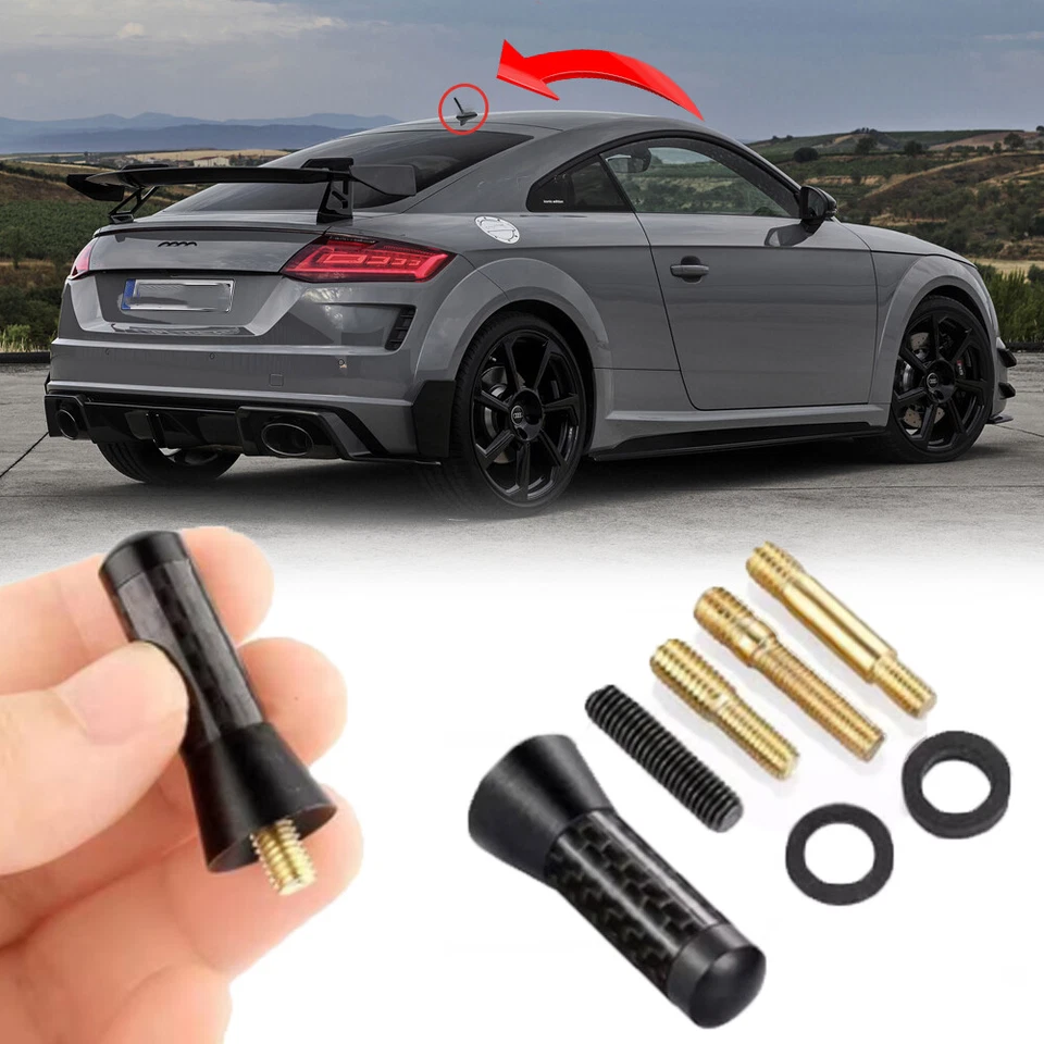 Antena de techo aéreo de radio de coche con aspecto de carbono de 1,4" mástil corto para Audi TT Quattro Foto 1 de 4