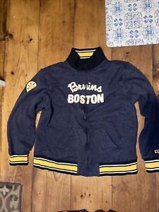 VTG CCM Pro NHL Boston Bruins Hockey Full Zip Sweatshirt Track Jacket Sz XL