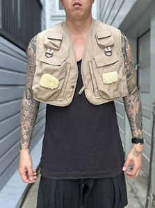 Vintage Colombia Fishing Vest Tan Canvas Utility Pocket Outdoor XL 80’s Era - Picture 1 of 15