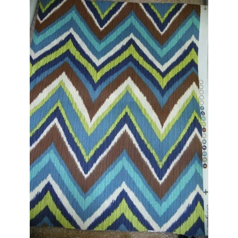 Chevron Decorator Fabric Blue Green Brown Zig Zag Home Interior 1 yard x 54" New - Image 1 of 2