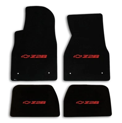1993-2002 Chevrolet Camaro 4pc Black Carpet Floor Mats with Red Z28 Logo - Image 1 of 4