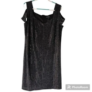 Abito donna ENFOCUS taglie forti nero paillettes formale sera festa ballo 20W - Foto 1 di 9
