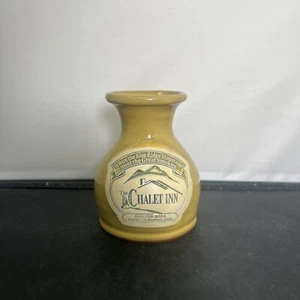 Daneen Pottery 2010 Yellow StonewareThe Chalet Inn Souvenir 4" Vase BnftsCharity - Picture 1 of 9