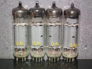 EL84 6BQ5 RFT Germany - NOS platinum matched quad - early 60s RARE WELDED PLATES - Picture 1 of 11