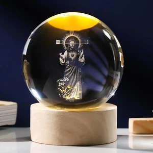 3D Crystal Jesus Cross Statue with Praying Hands Religious Catholic Gift Decor - Picture 1 of 11
