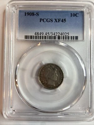 1908-S Barber Dime PCGS XF45 - Image 1 of 4