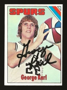 1975-76 Topps George Karl tarjeta autografiada #303 San Antonio Spurs ABA - Imagen 1 de 2