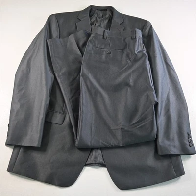 Calvin Klein 46L 40x34 Gris Plateado Espiga Hombres Chaqueta Pantalones Traje Foto 1 de 4