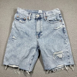 Gap Shorts Damen 2/26 hellblau Bermuda Cutoff Jorts hoher Bund locker distressed - Bild 1 von 17