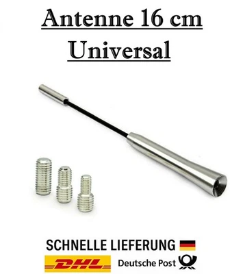 Universal 16cm Silver Rod Car Antenna AM FM - 3 Adapters M4 M5 M6 for Daihatsu - Image 1 of 3