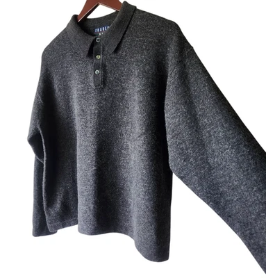 Trader Bay Sweater Mens XL Charcoal Gray Merino Wool Blend Pullover with Collar - Image 1 of 4