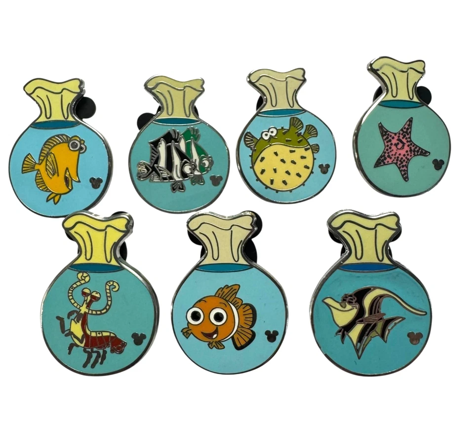 NOVO 2005 Cordão Disney Elenco Encontrando Nemo Sacos de Peixe Alfinetes - Lote de 7 - Imagem 1 de 2