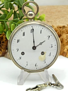 Antiguo reloj de bolsillo francés Fusee REPETIDOR tipo de repetidor de funcionamiento funciona plateado - Imagen 1 de 18