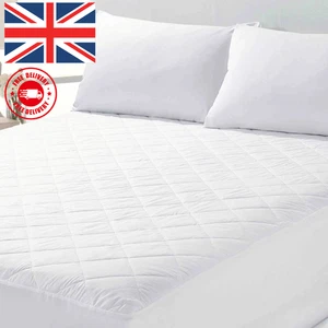 Luxury Quilted Mattress Protector Fitted Bed Cover Anti Allergy Matress All Size - Picture 1 of 9