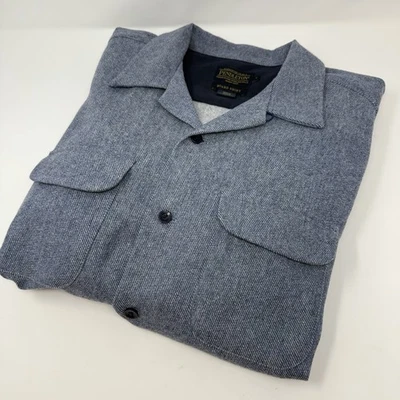 Pendleton Wool Board Shirt Flannel Mens L Gray Blue Loop Collar Button Western - Image 1 of 4