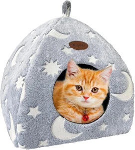 Mooipet Cuccia per Gatti Con Cuscino Di Flanella Casetta per Gatti Da Interno Te - Imagen 1 de 7