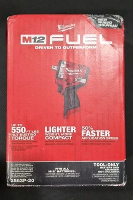 Milwaukee Tool 2563P-20 M12 Fuel Stubby 1/2" Impact Wrench W/ Pin Detent - Image 1 of 3