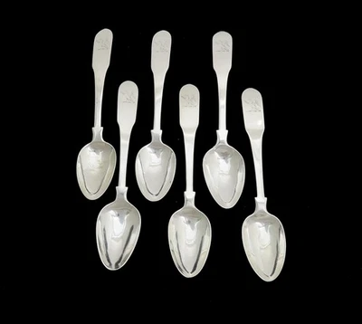 6 cucharas de café de plata grandes monedas escudo de águila Samuel Williamson 6 pulgadas 1800 Foto 1 de 4