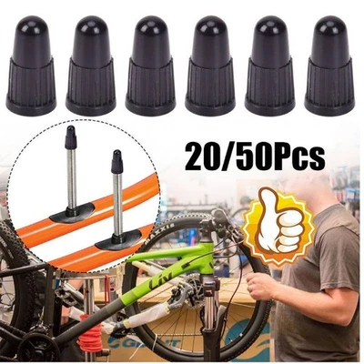 20/50x DUST A IR VALVE TYRE CAPS BLACK PLASTIC COVERS BIKE WHEEL HO T - Image 1 of 4