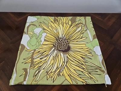 1 Pottery Barn Yellow Green Sunflower Floral 20x20in Pillow Cover Linen Cotton - Image 1 of 4