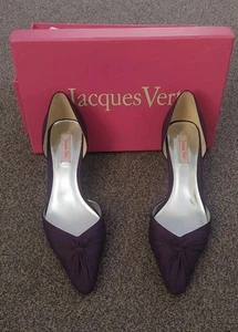 Jacques Vert Purple Shoes Size UK 6 Pointed Low Slip On Heels With Box Wedding - Picture 1 of 7