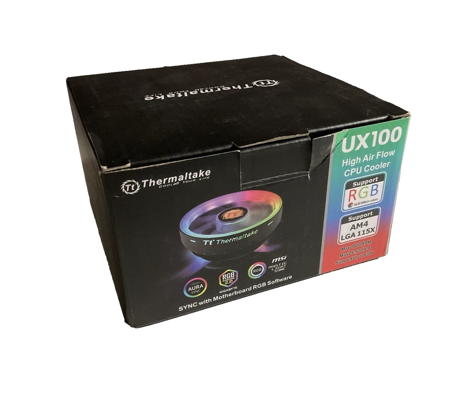 Thermaltake UX100 RGB CPU Cooler Heatsink Fan RGB Intel LGA 1700 1200 1851 AMD - Image 1 of 3