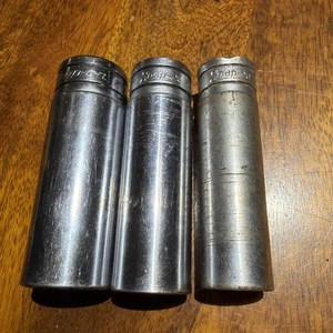 SNAP ON 3 PIECE LOT OF 1/2" DRIVE DEEP WELL SOCKETS 12 PT 7/8”,3/4”,5/8” - Bild 1 von 14