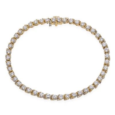 Brazalete tenis vintage de diamantes de oro amarillo de 14k de 3,65 tcw Foto 1 de 4