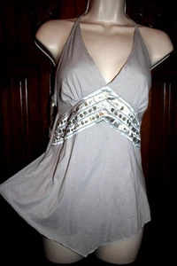 Charlotte Russe Neckholder Top Grau S Pailletten Strick Tank NEU Neu mit Etikett 21,99 UVP Y2K - Bild 1 von 6