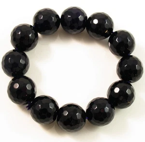 Mode ECHTES ACHAT ARMBAND Handarbeit verstellbar Edelstein Armreif GROSSE Perle SCHWARZ - Bild 1 von 3
