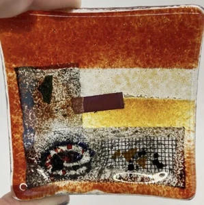Murano Millefiori Hand Blown Fused Art Glass Dish Abstract - Picture 1 of 11