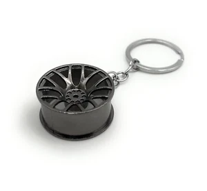 Rim Car Tuning Black Key Ring Pendant Made of Metal Black - Picture 1 of 5
