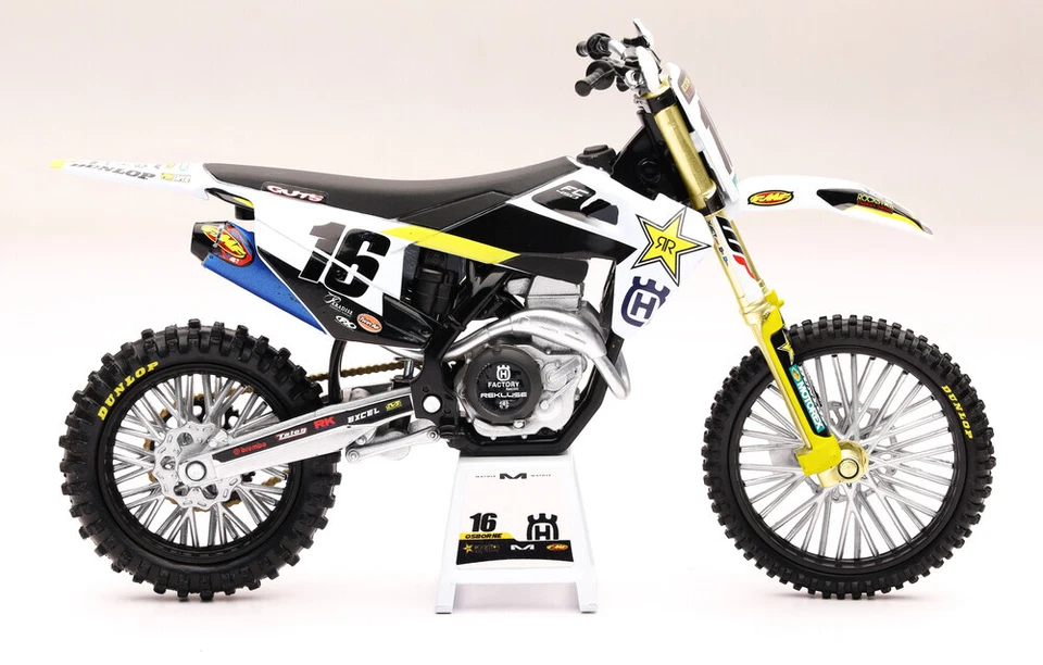 NEW RAY ROCKSTAR HUSQVARNA #16 Zach Osborne Race Dirt Bike Replica Toy 1:12 8" - Image 1 of 1