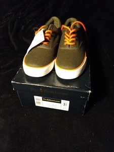 polo ralph lauren Army/Orange Forestmont Kid Shoes Junior Size 3.5 Brand New - Picture 1 of 8