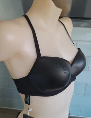 Marlies Dekkers Black EcoLeather Preformed U/W Racerback Front Fastening 32C — 第 1/4 张图片