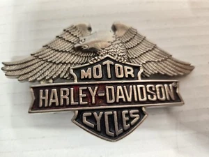 1983 Vintage Harley Davidson Eagle Baron Messing massiv Messing Gürtelschnalle - Bild 1 von 5
