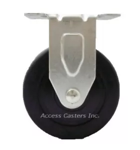 35P20HR-A3 3 1/2" Rigid Caster Hard Rubber Wheel 3-15/16" x 4-1/2" Top Plate - Picture 1 of 1