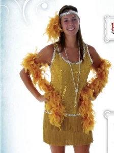 Women's Sequin and Fringe Gold Flapper 1920s Dress Costume SIZE S (NEW) - Picture 1 of 1