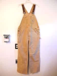 Vintage Carhartt Double Knee Overalls Baggy 40x30 Workwear Distressed Sun Faded - Picture 1 of 14