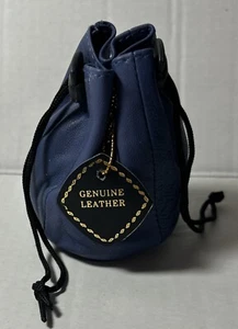 Bolso Monedero Cuero Suave con Cordón con Cerraduras de Resorte Acero Azul Nuevo - Imagen 1 de 4